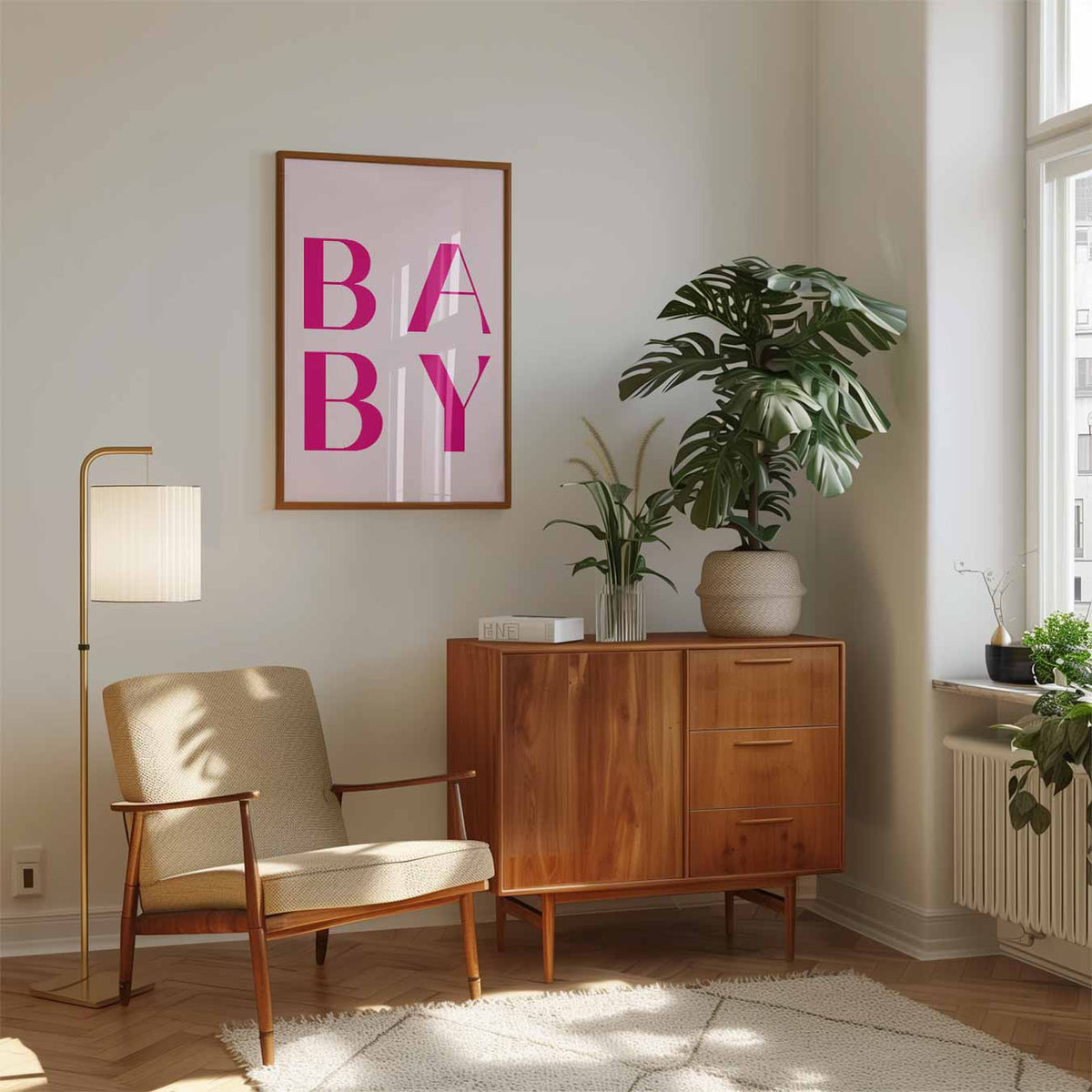 Baby Letterkunst – staande muurposter met zomerse uitstraling