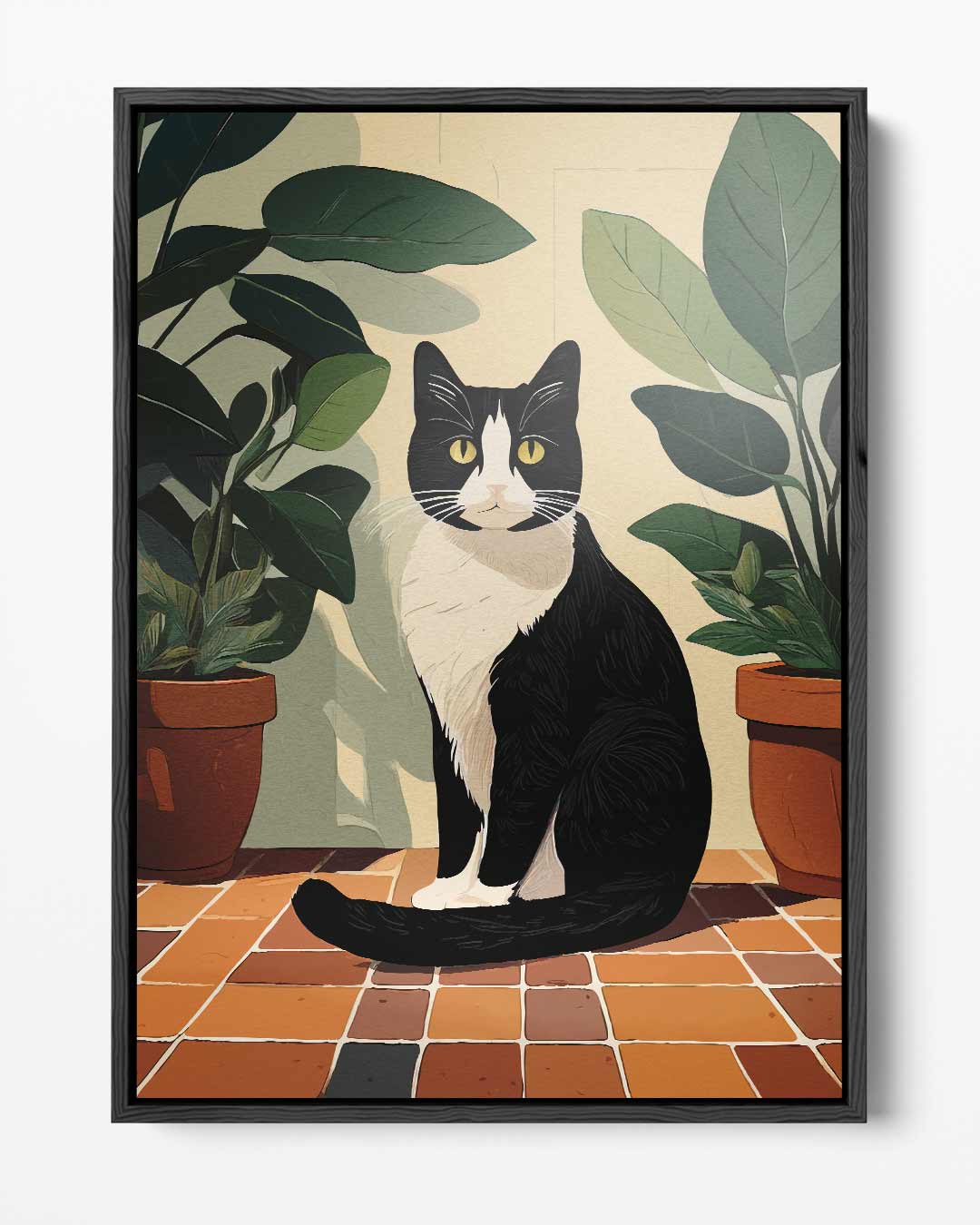 Charmante Kat tussen Groen – portret kunstwerk als wanddecoratie