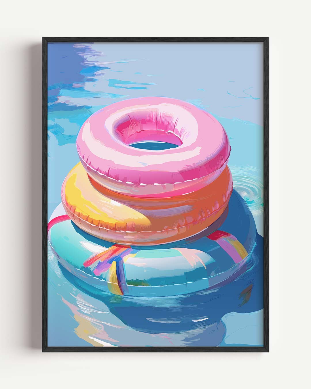Kleurrijke Zwembad Fun – zomer portret poster als wanddecoratie