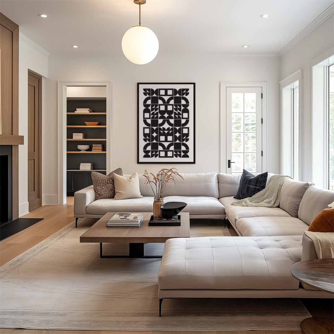 Moderne Geometrische Patronen – dibond wanddecoratie in staand formaat