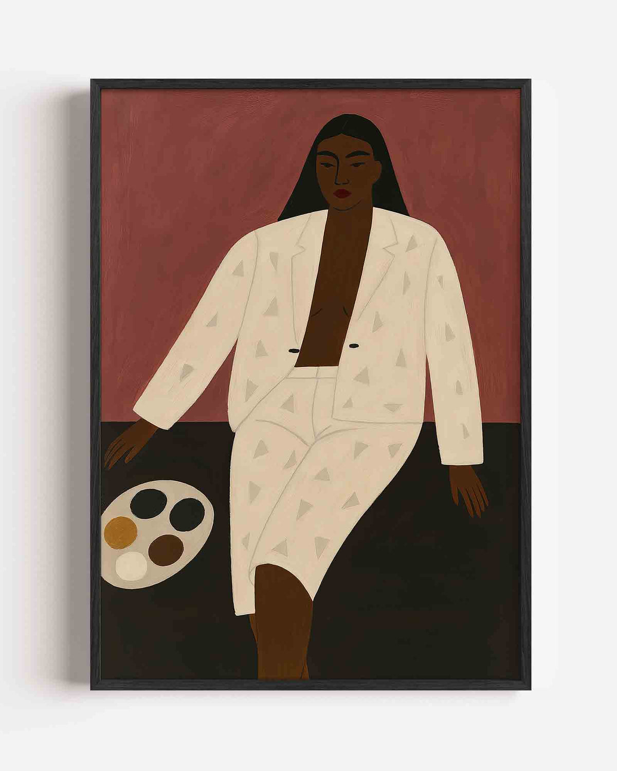 Vrouw in wit pak – dromerige illustratie poster als wanddecoratie