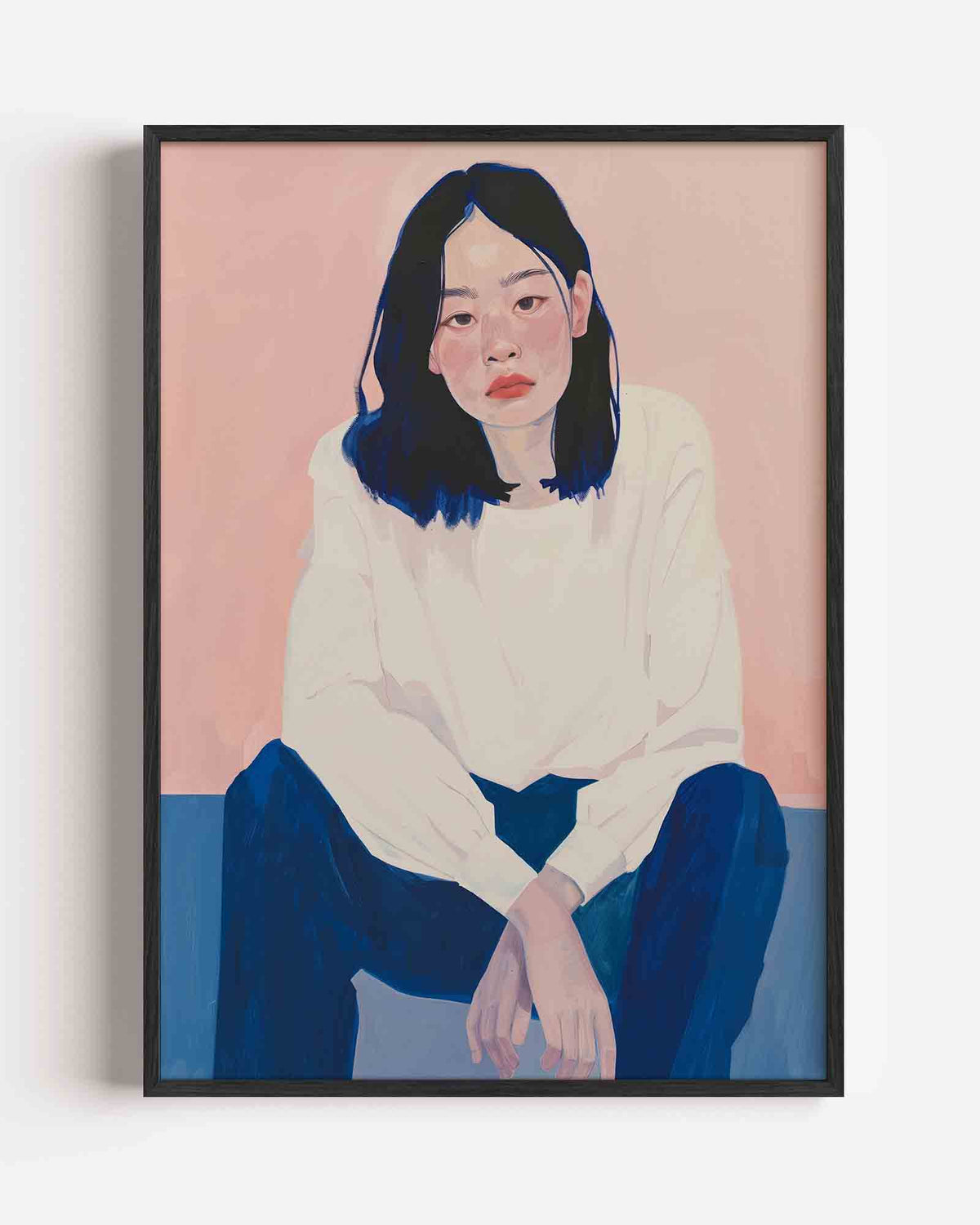 Vrouw met donkere haren – hedendaagse illustratie portret poster als wanddecoratie