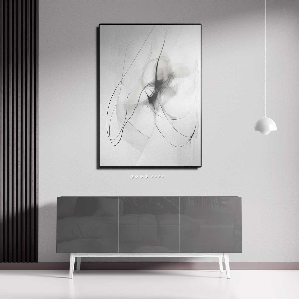 Dromerige Zwart-Witte Abstractie – dibond kunstwerk als wanddecoratie