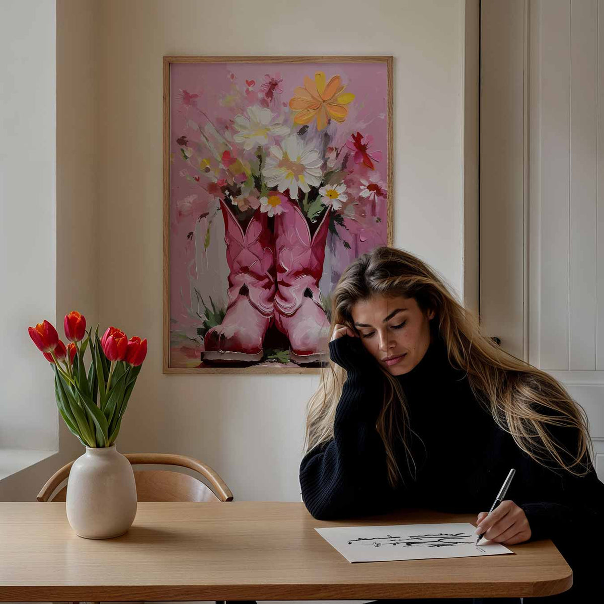 Bloemenlaarzen – paasposter in staand formaat