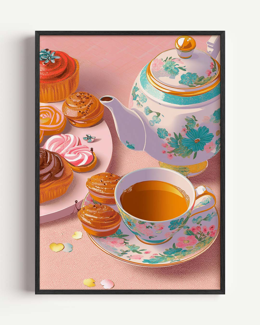 Pastelkleurige High Tea – keuken portret poster als wanddecoratie