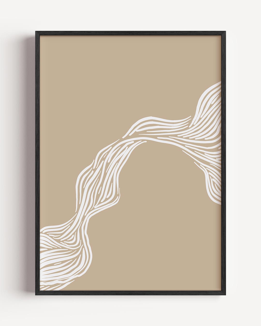 Organische Lijnen op Beige Achtergrond – abstracte portret poster als wanddecoratie
