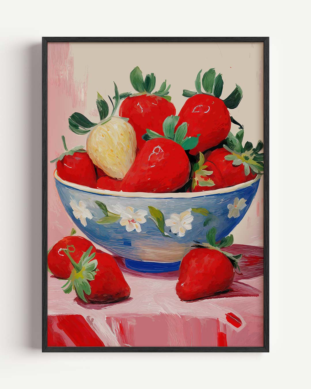 Aardbeien in Kunstzinnige Kom – keuken portret poster als wanddecoratie