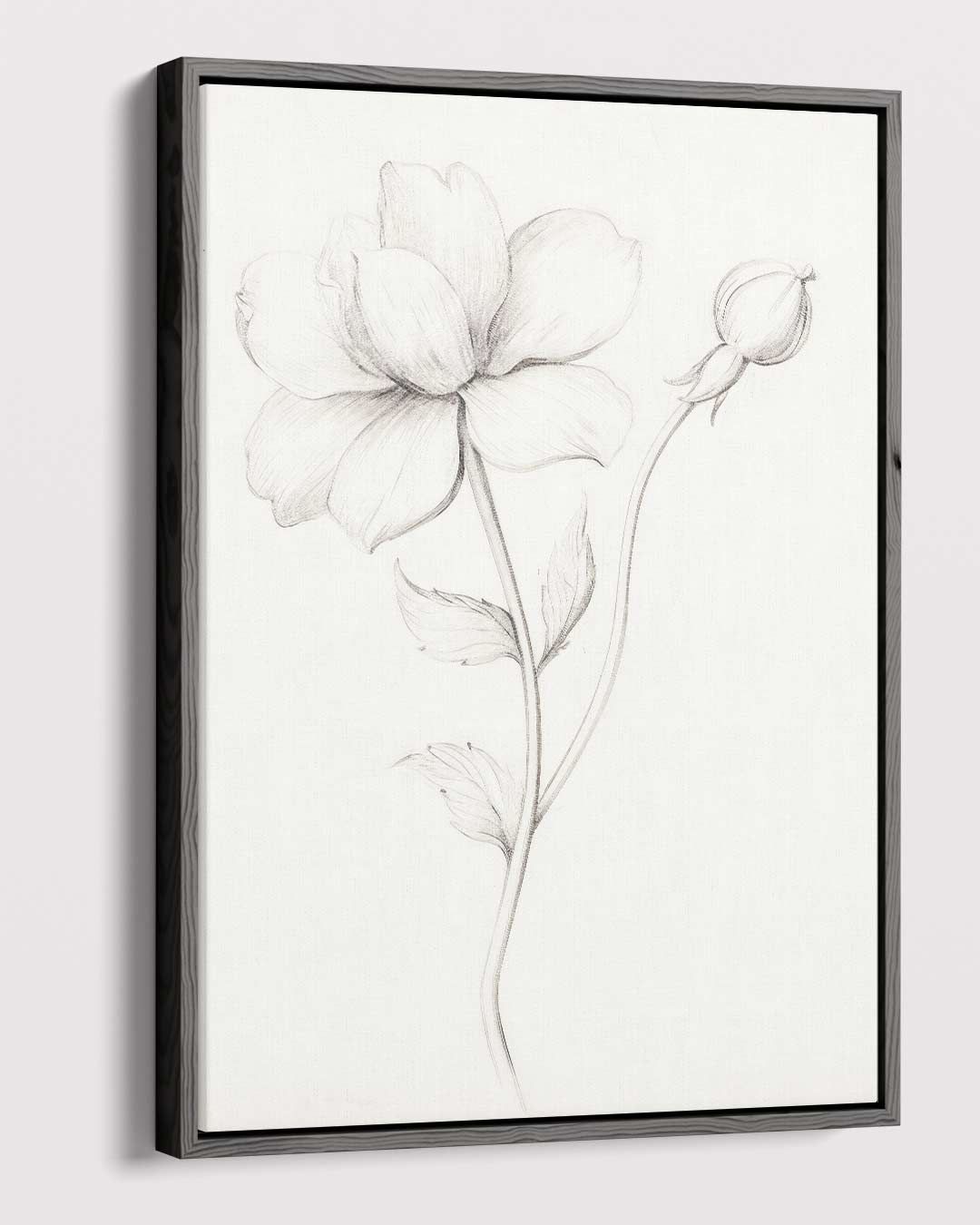 Elegante Bloemen Schets – canvas wanddecoratie in portret formaat