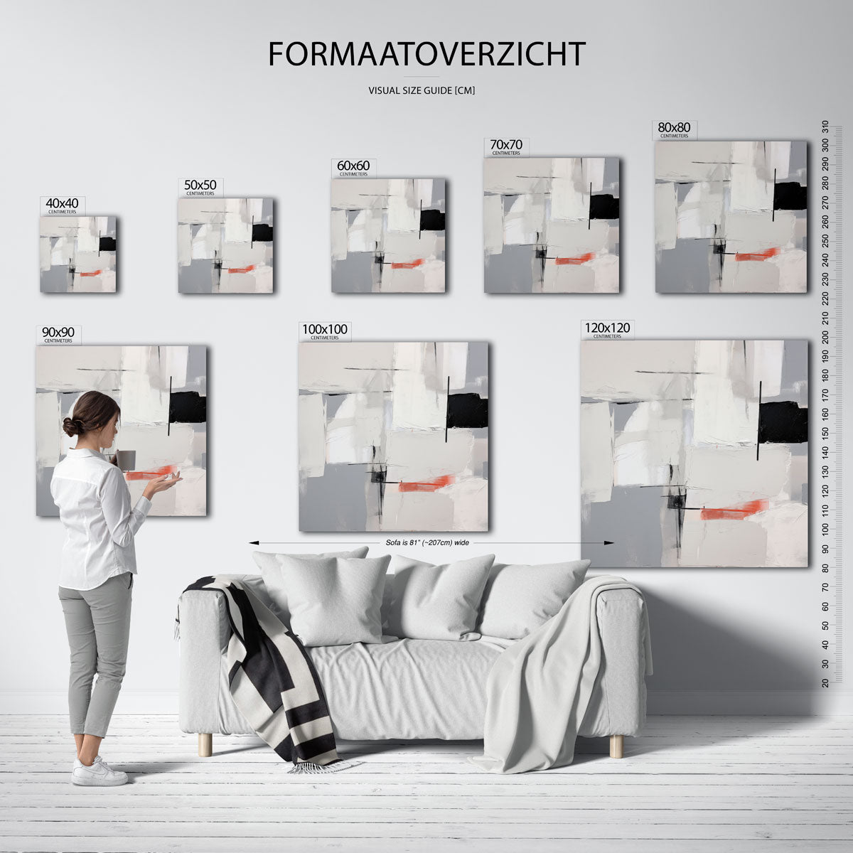 Abstracte vormen – vierkante muurposter met zachte abstracte vormen