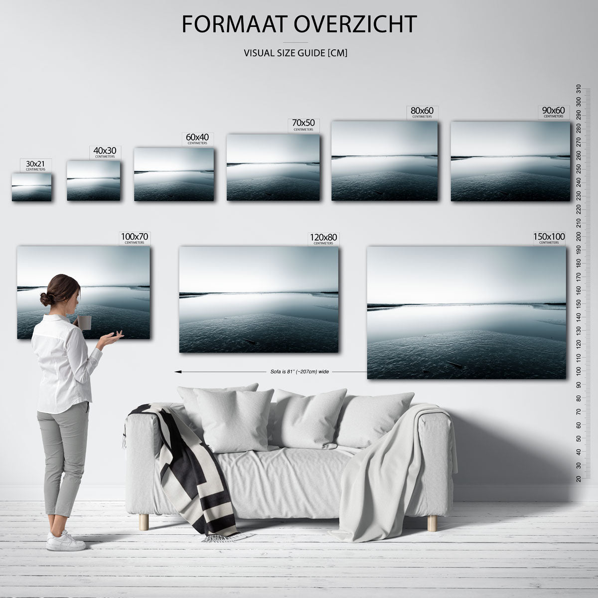 Rustige waterlandschap poster – sfeerbeeld – deze poster toont een serene waterlandschap met een gladde horizon en