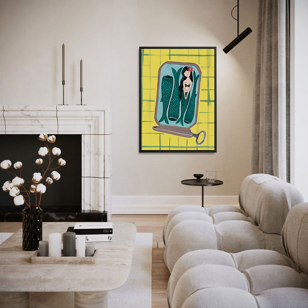 Vrolijke zeemeermin – moderne staande wandkunst
