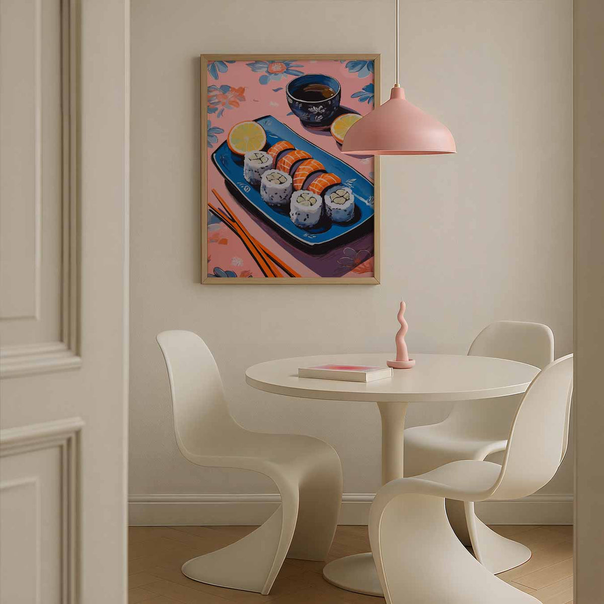 Stijlvolle Sushi Illustratie – culinaire wandkunst als portret poster
