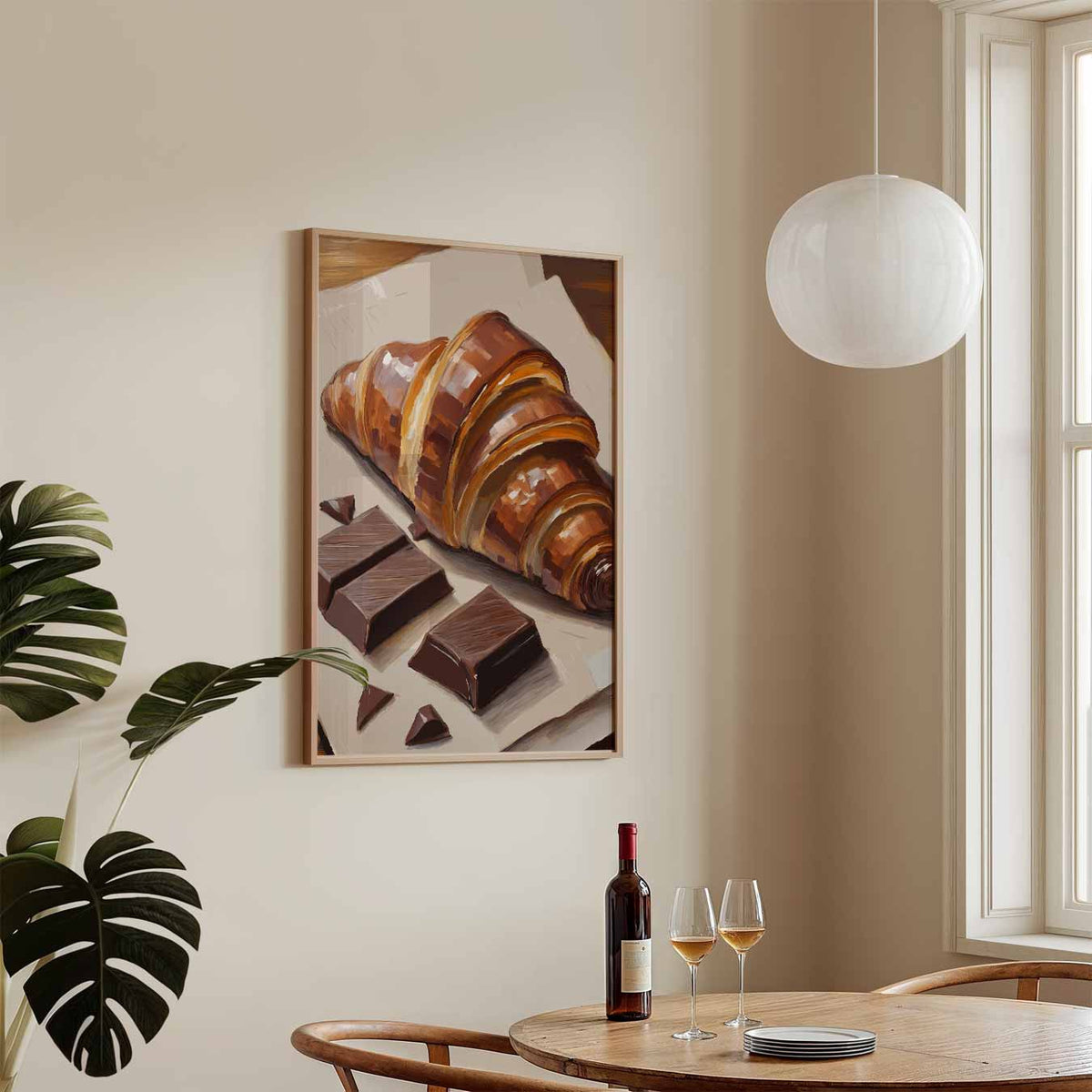 Croissant & Chocolade Kunstposter – keukenposter in staand formaat