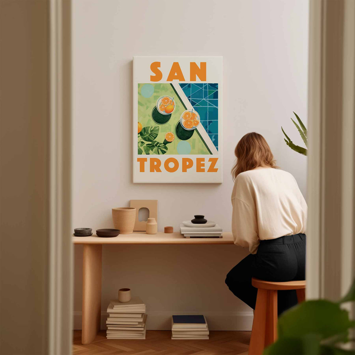 Zonnige St. Tropez Droom – staande wandkunst voor woonkamer of interieur