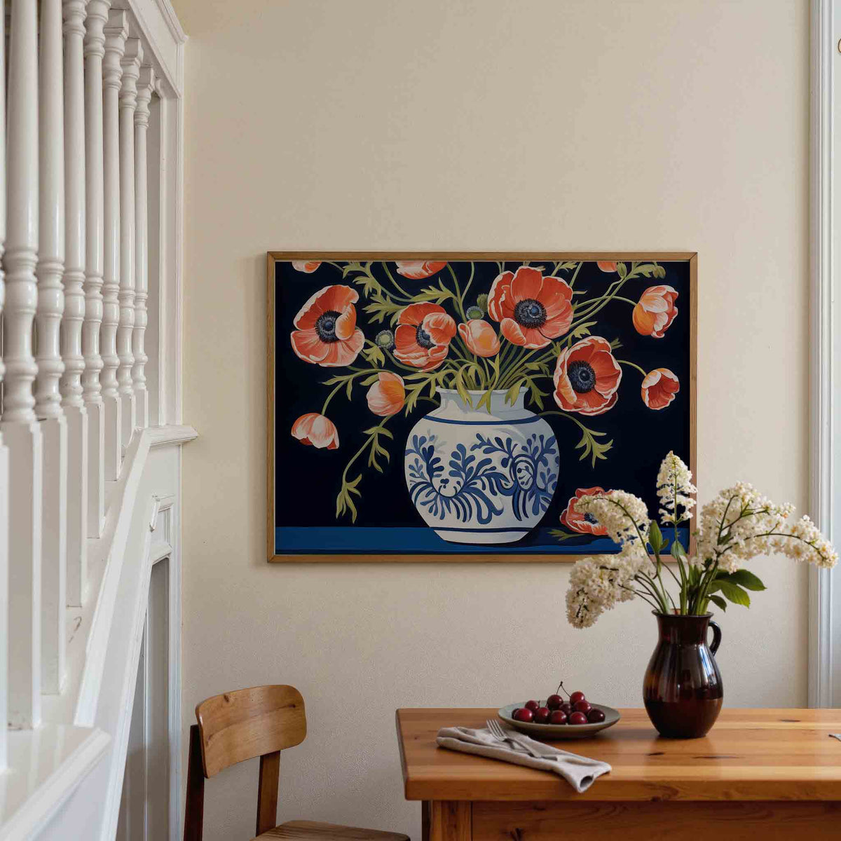 Bloemen in vaas – botanische poster in liggend formaat