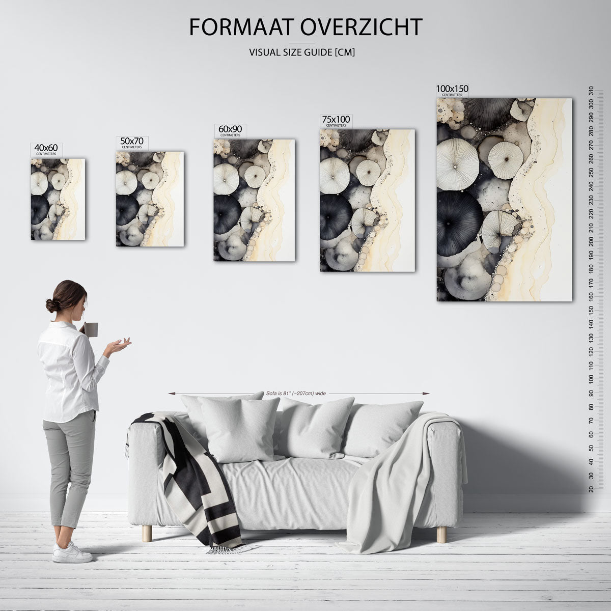 Organische vormen compositie – staand wanddecoratie kunstwerk
