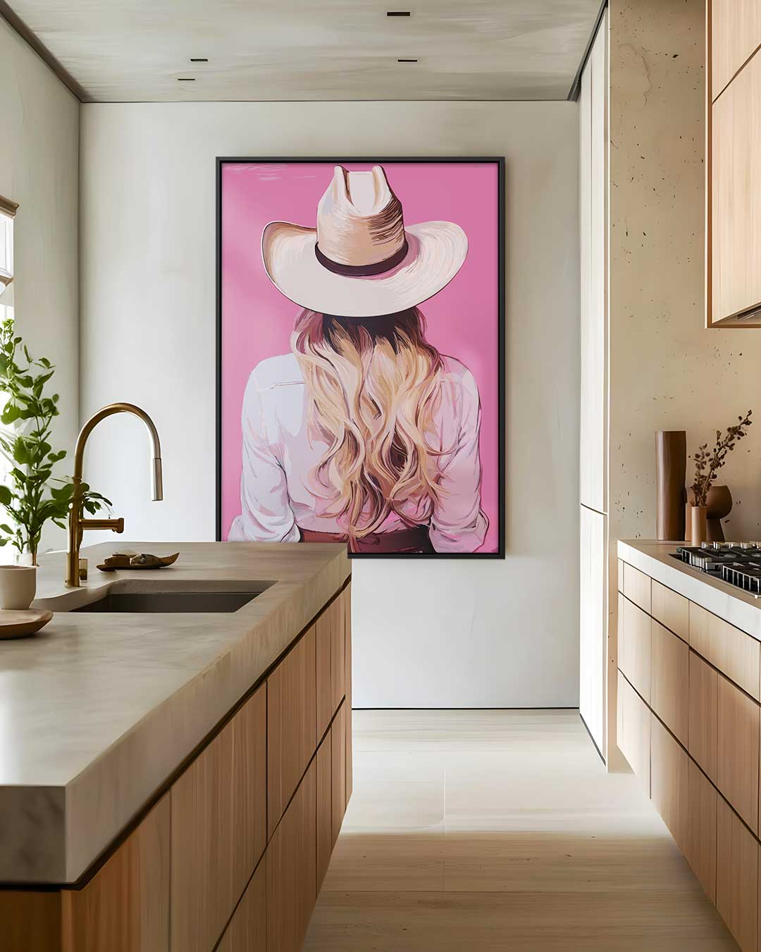 Cowboy Glamour – kunstwerk met zwarte baklijst