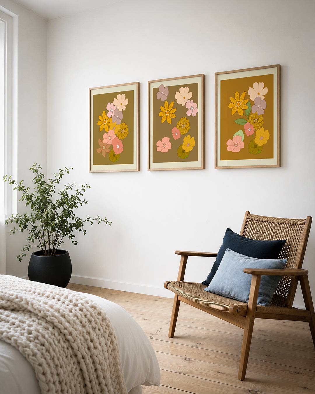 Bloemenpracht posterset – derde productweergave – deze posterset toont een speelse verzameling van bloemen in