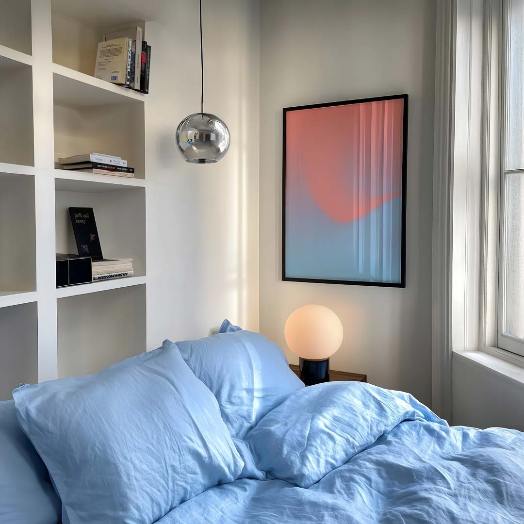 Zachte Zonsopgang Vibes – staande kleurrijke abstracte wanddecoratie van WallArtistic