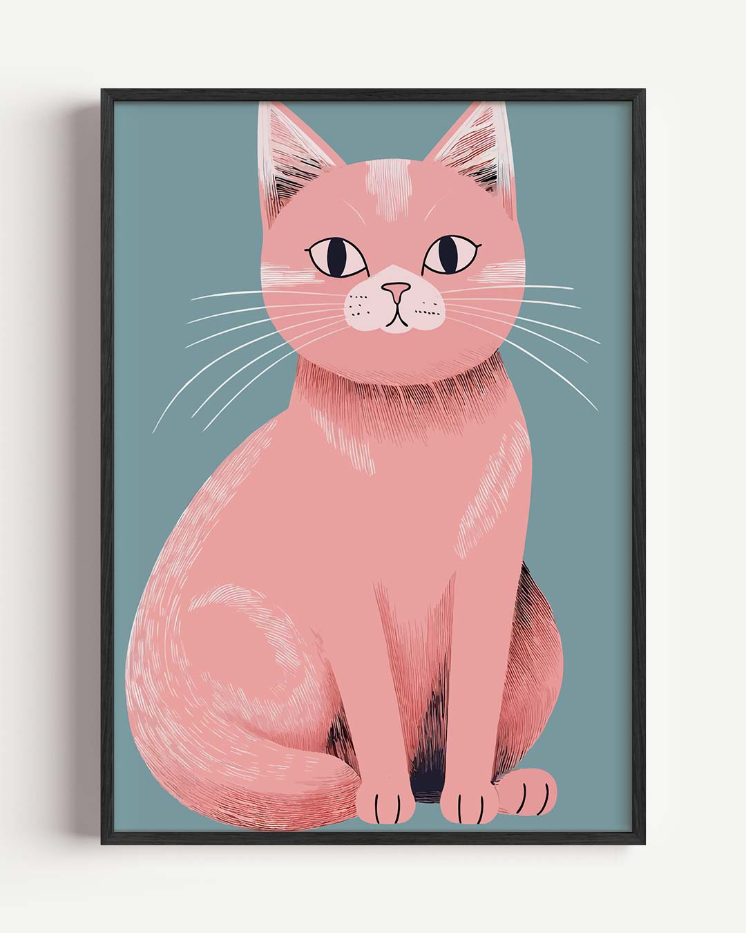Schattige Roze Kat – dieren portret poster als wanddecoratie