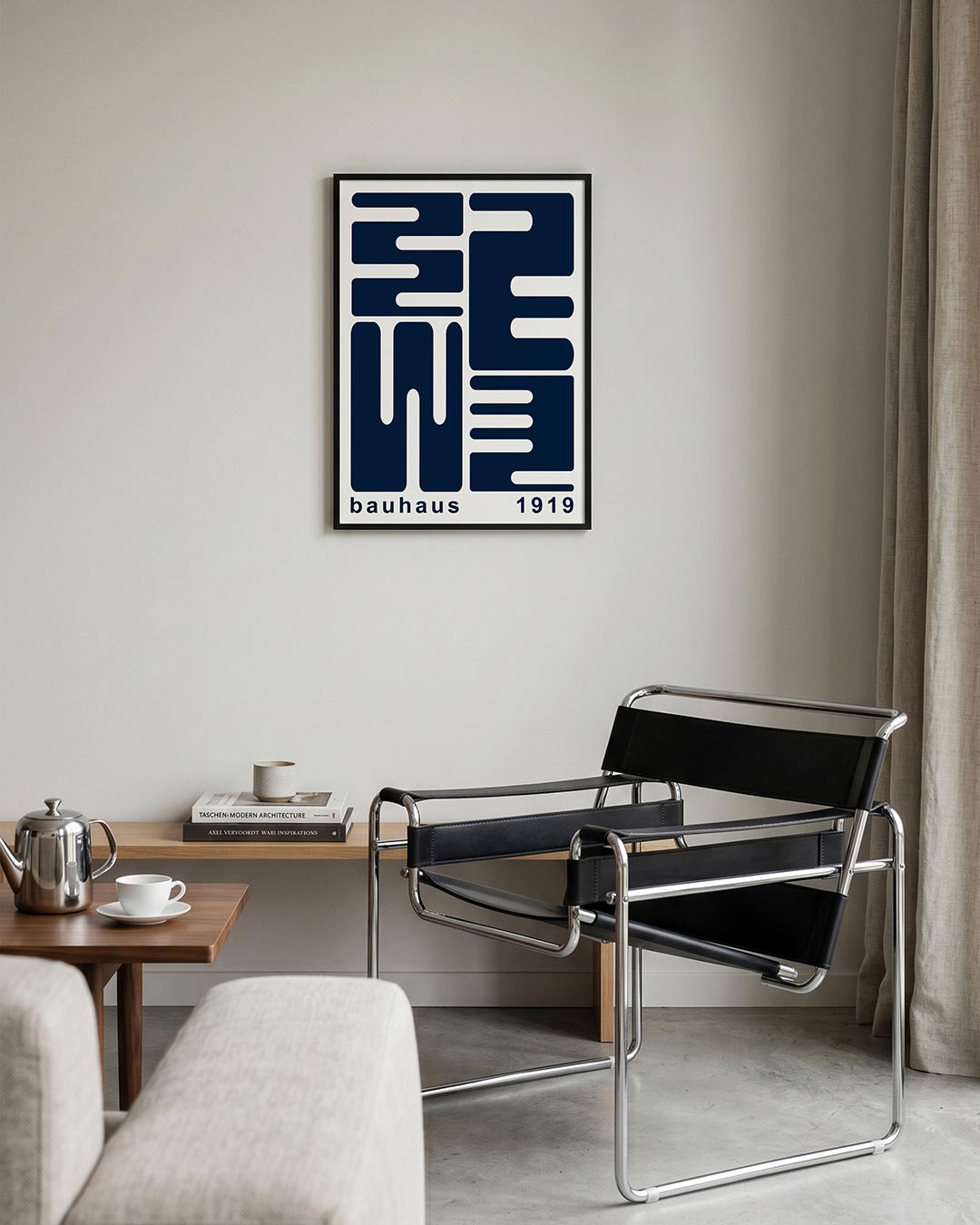 Vorm en lijnenspel – geometrische Bauhaus poster in staand formaat