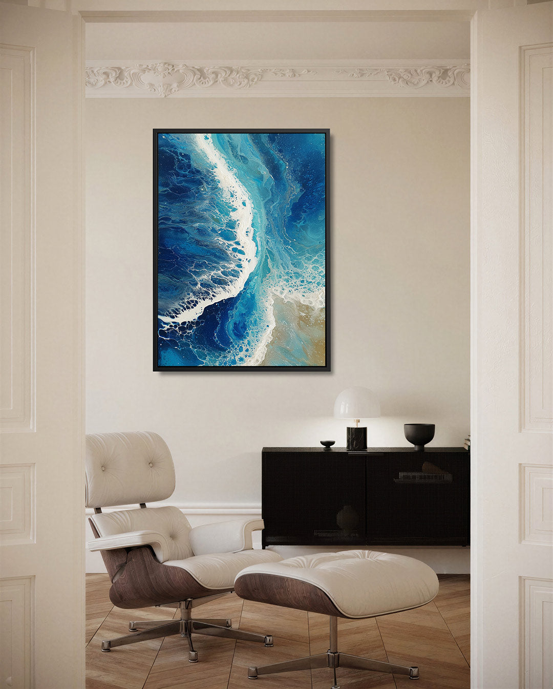 Dynamische oceaan golven – staand wanddecoratie kunstwerk