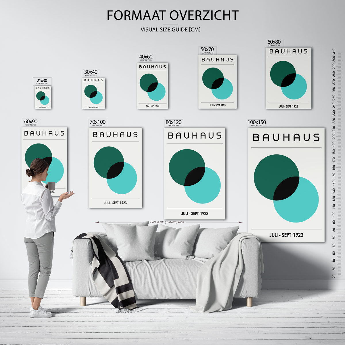 Cirkelvormen en lijnen – geometrische poster in Bauhaus-stijl van WallArtistic