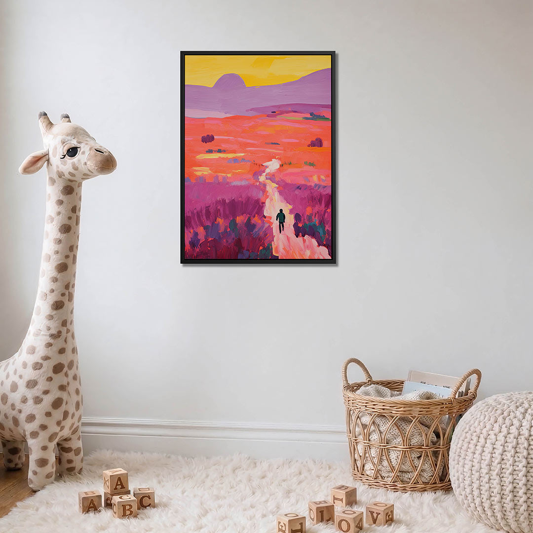 Kleurrijke landschap wandeling – moderne staande wandkunst