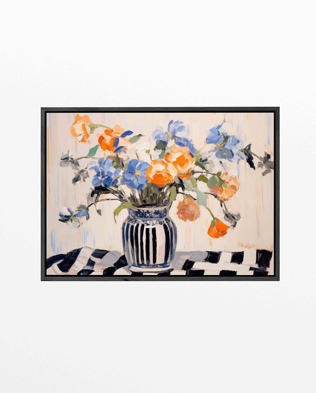 Bloemen in vaas – Liggende wanddecoratie – liggend modern kunstwerk