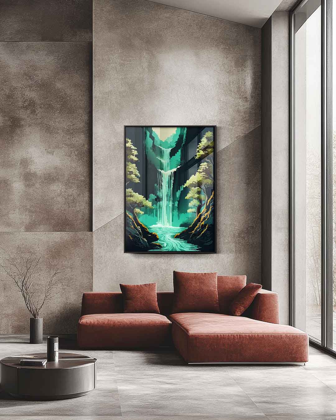 Magische Waterval – staande wandkunst voor woonkamer of interieur