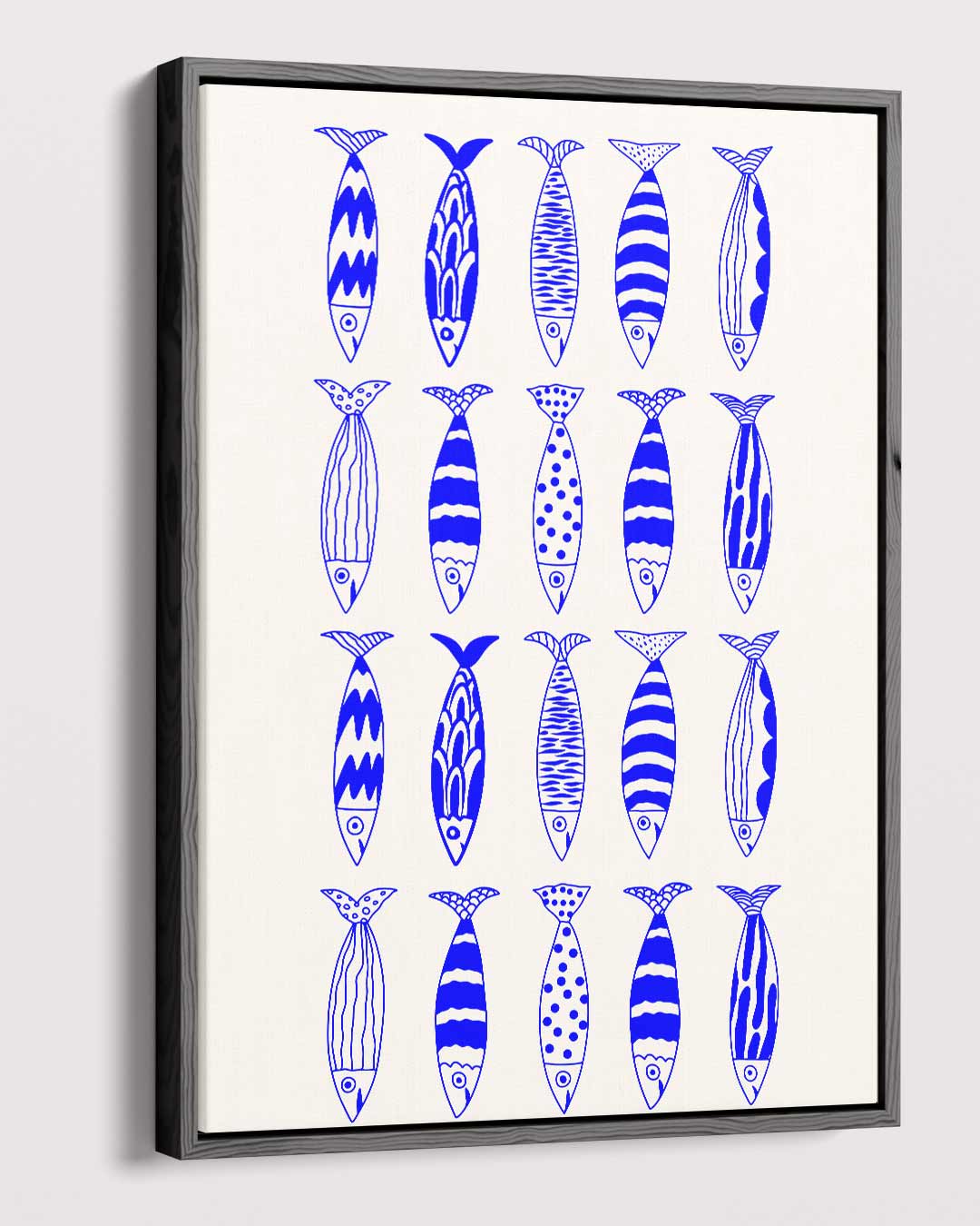 Abstract Vissenpatroon in Blauw – modern portret kunstwerk van WallArtistic