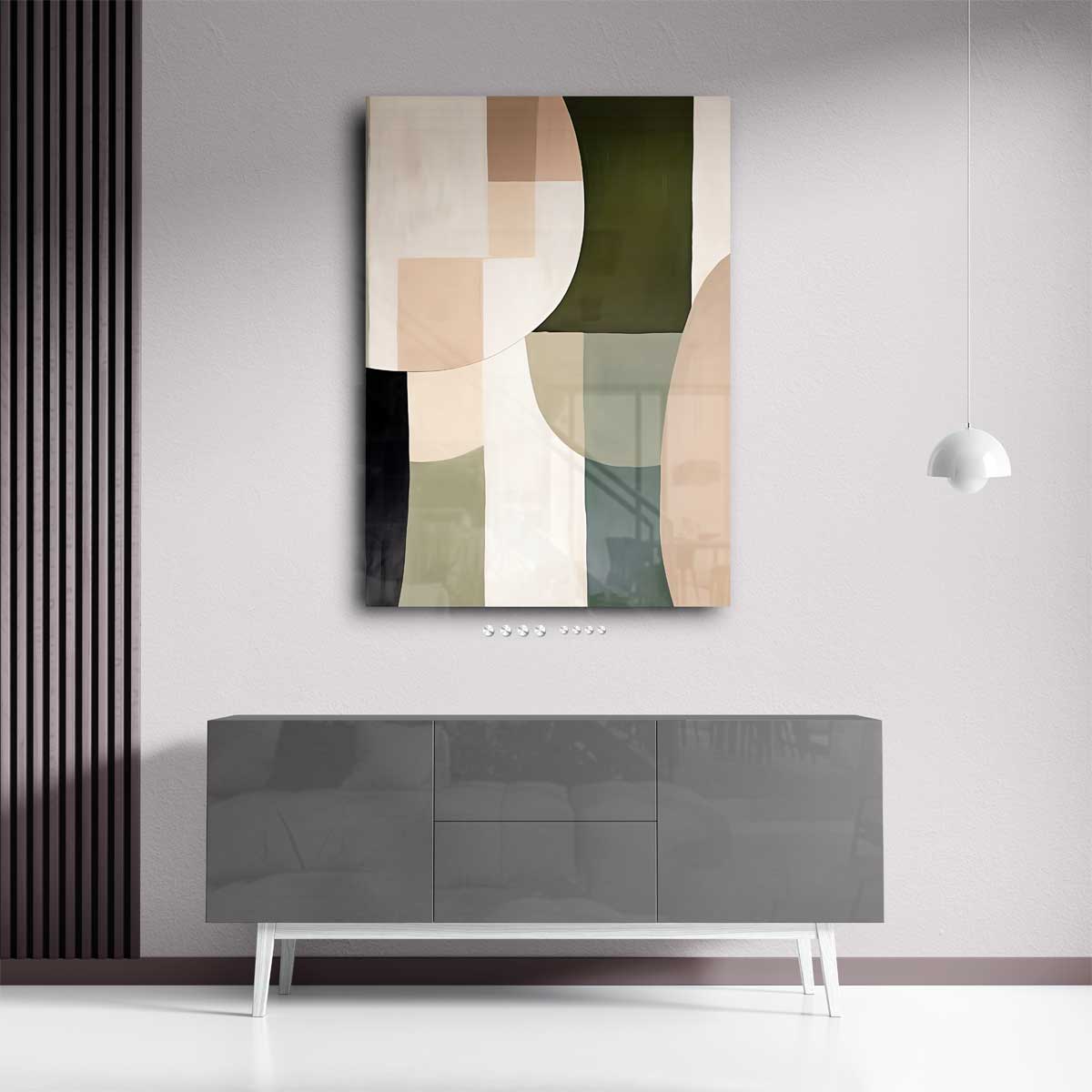Harmonische Abstractie in Aardetinten – plexiglas wanddecoratie in portret formaat