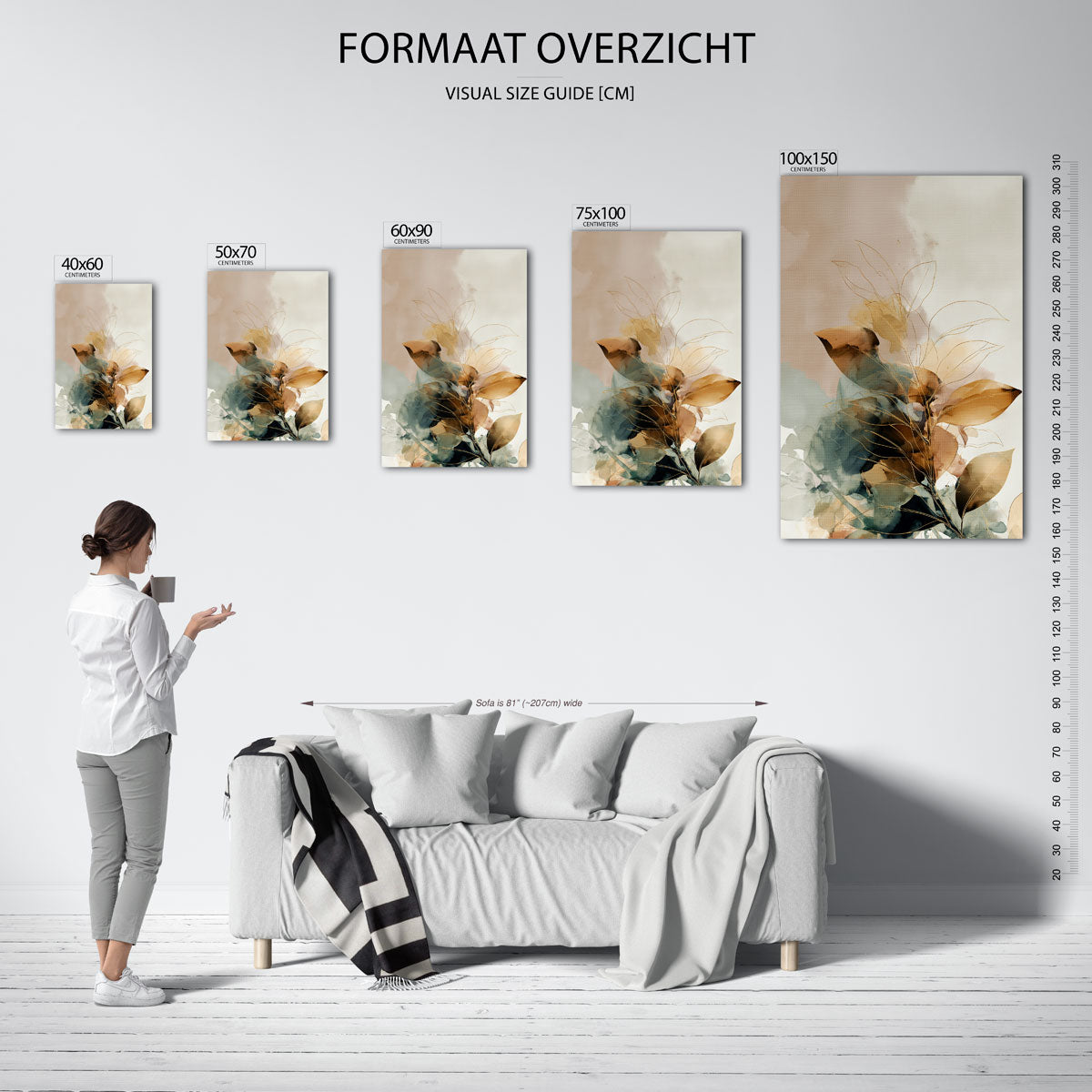 Organische bladvormen – staand wanddecoratie kunstwerk