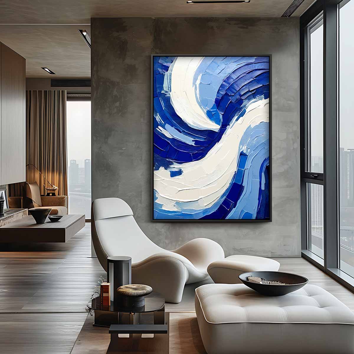 Golf van Blauwe Energie – canvas wanddecoratie in portret formaat