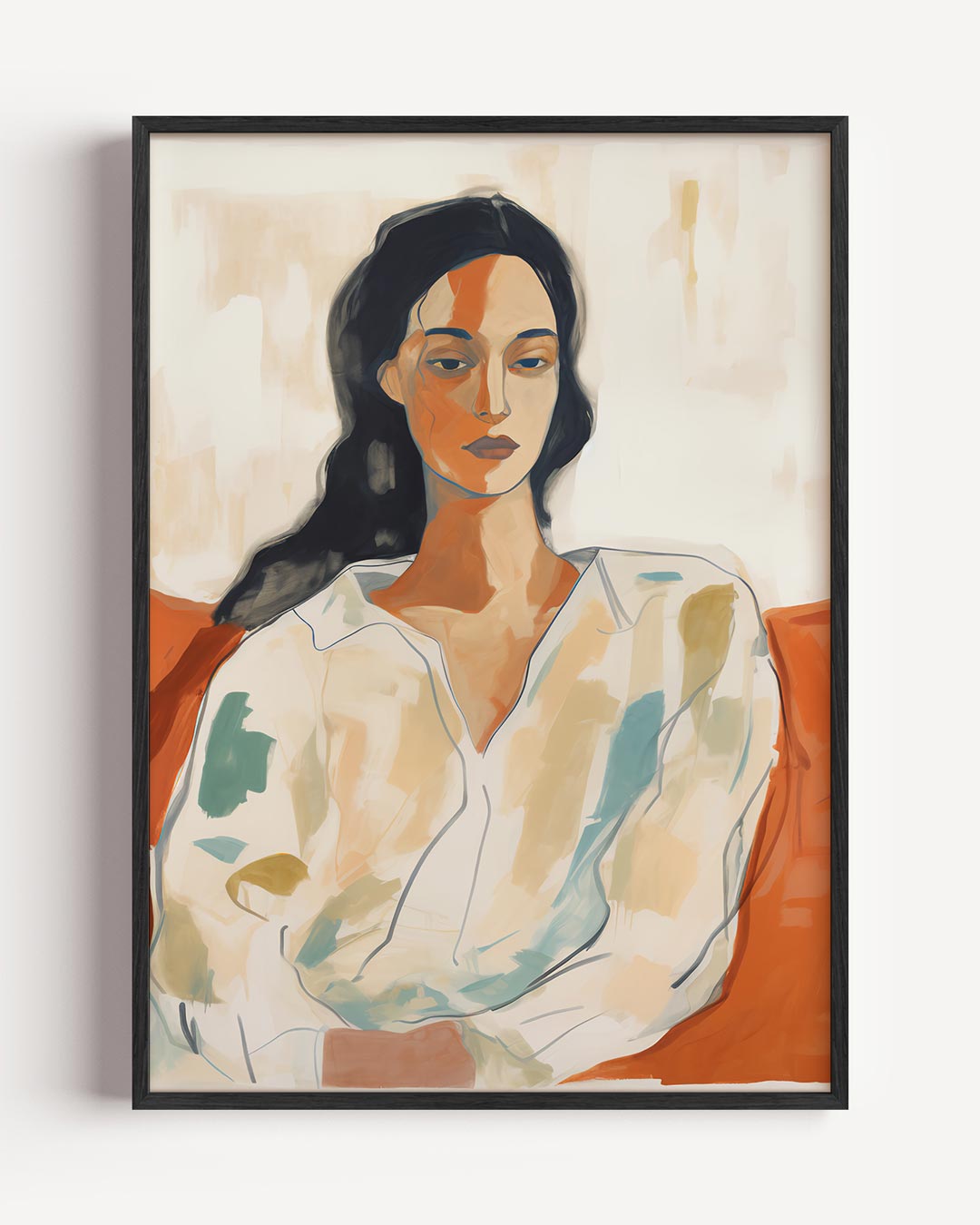 Vrouwelijke Expressie in Krachtige Kleuren – vrouwelijk portret poster als wanddecoratie