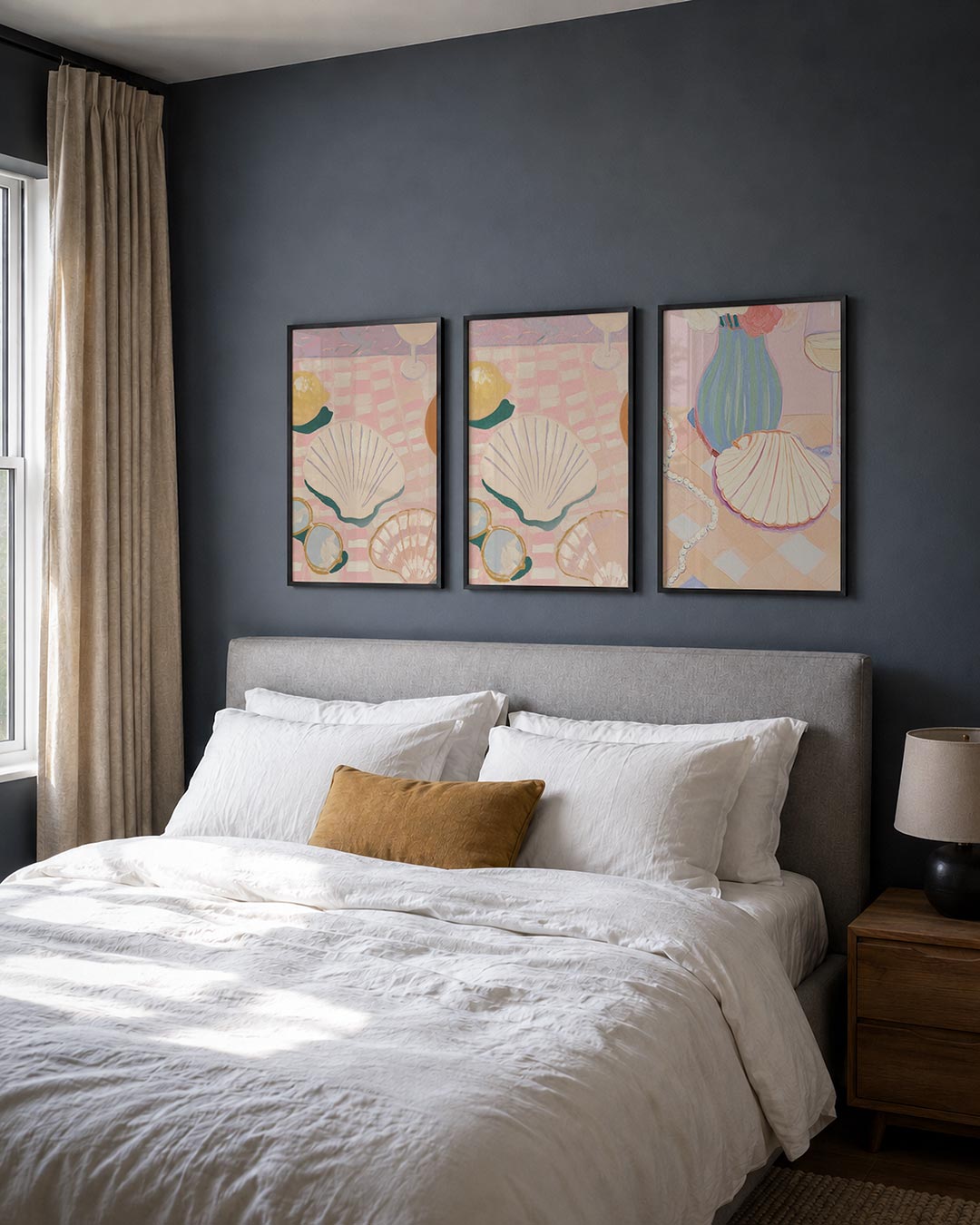 Zomers tafereel posterset – detailweergave – deze posterset in drie delen toont een speelse compositie