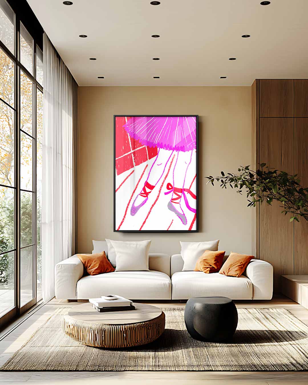 Ballerina Tussen Kleuren – modern portret kunstwerk van WallArtistic