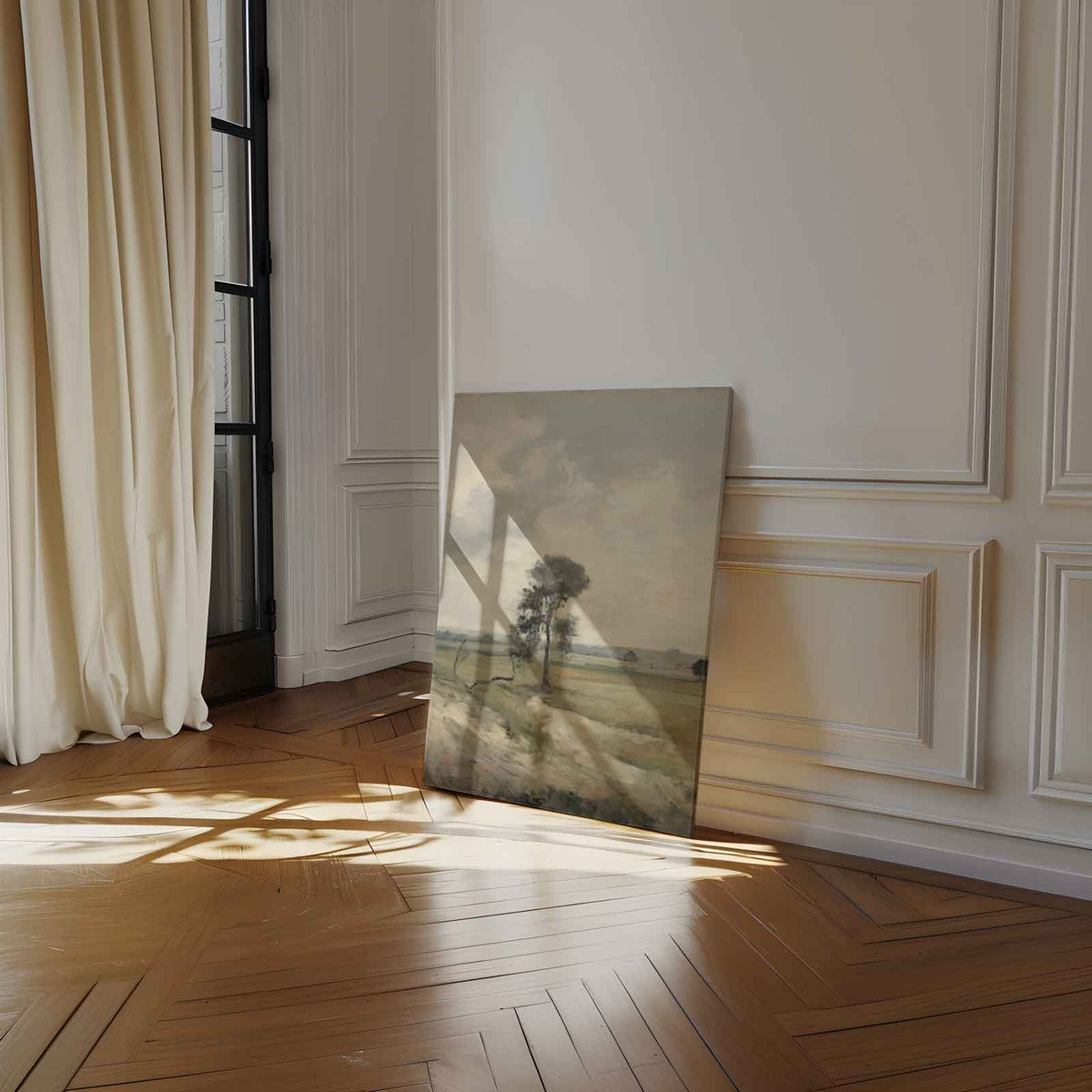 Eenzame Boom in Landschap – plexiglas wanddecoratie in portret formaat