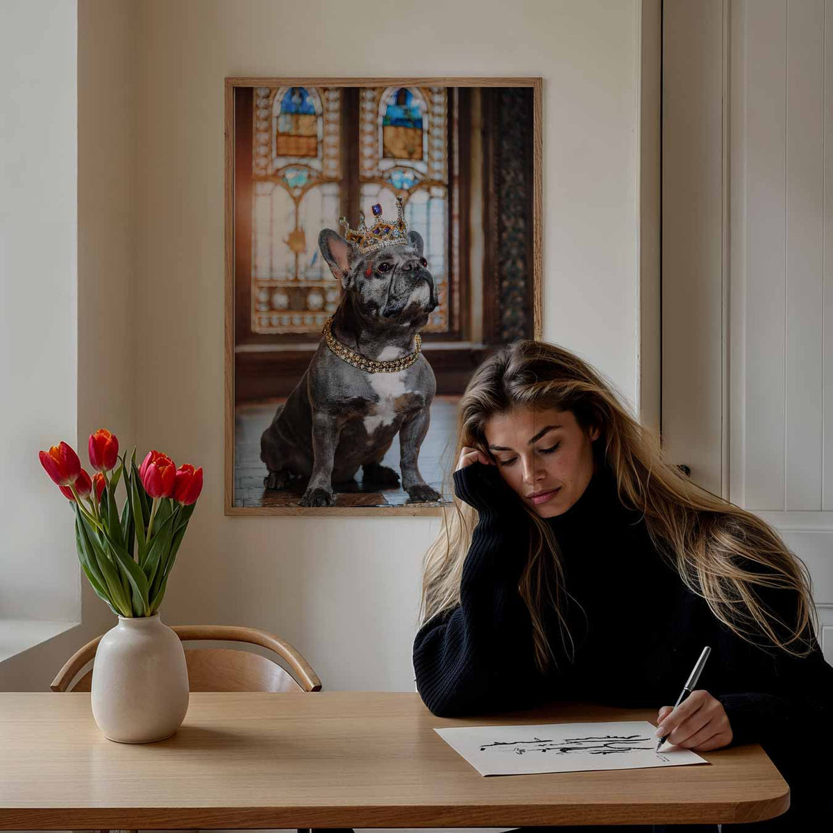 Koninklijke Bulldog – staande dieren wanddecoratie van WallArtistic