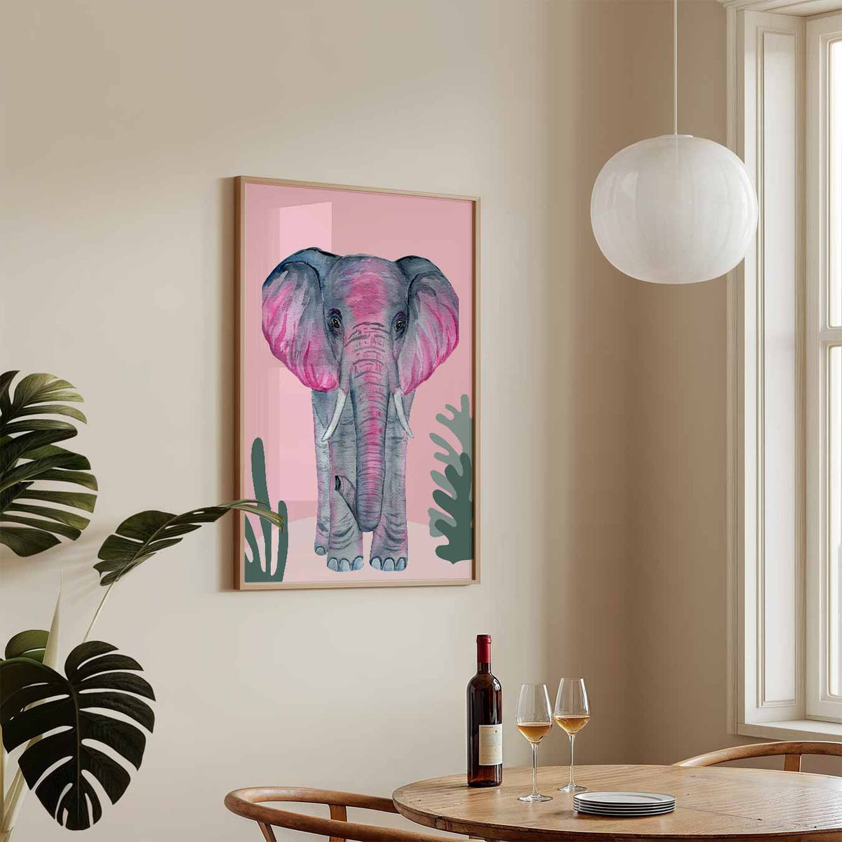 Olifant in Pastel – staande Popart wanddecoratie van WallArtistic