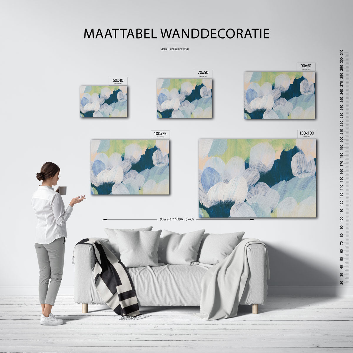 Kleurrijke borstelstreken – Borstelstreken – moderne liggende wandkunst