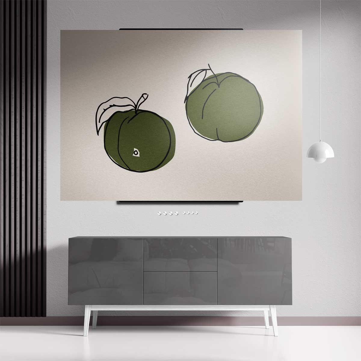 Twee Groene Vruchten Kunstafdruk – staande wandkunst voor woonkamer of interieur