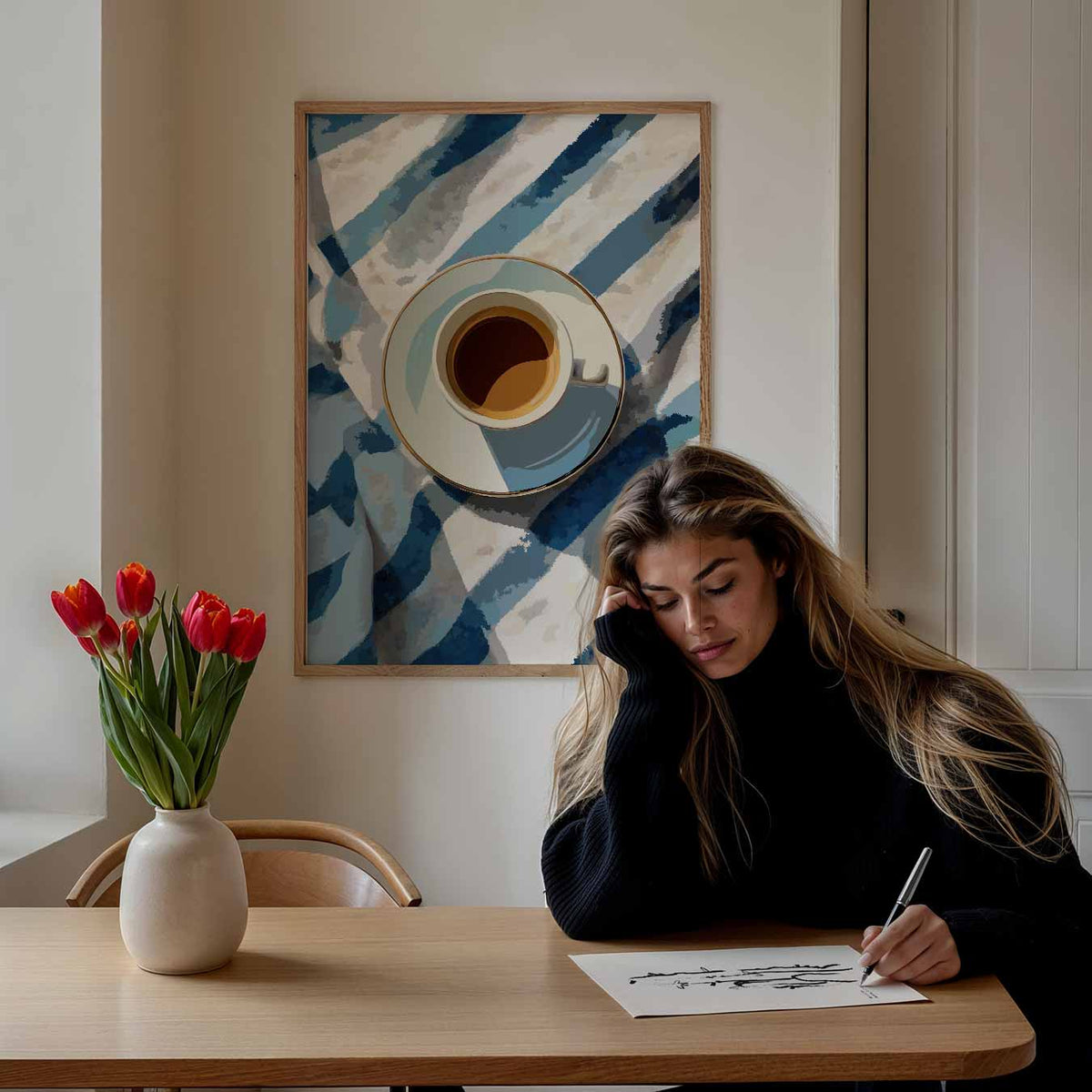 Koffietijd Waterverf Stijl – keuken portret poster, afbeelding 7