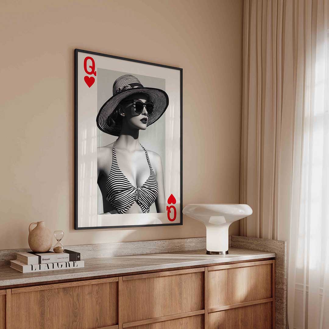 Vrouw met hoed – kleurrijke Pop Art poster in staand formaat