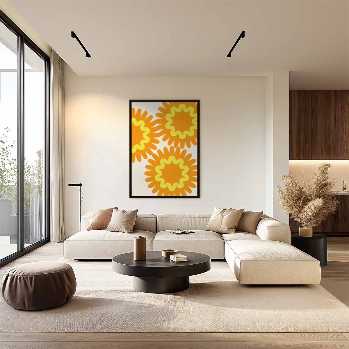 Zonnige Bloemexplosie – staand kunstwerk voor modern interieur