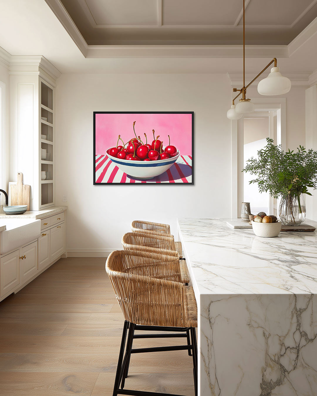 Kersen in kom – liggende wanddecoratie