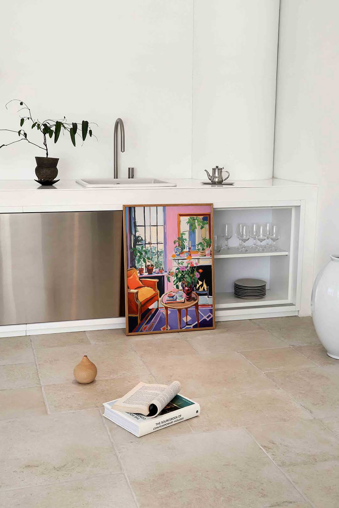 Interieur met planten – culinaire wandkunst als portret poster