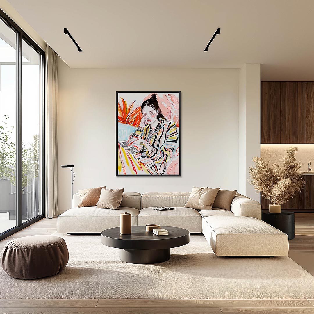Kleurrijke portret illustratie – moderne staande wandkunst