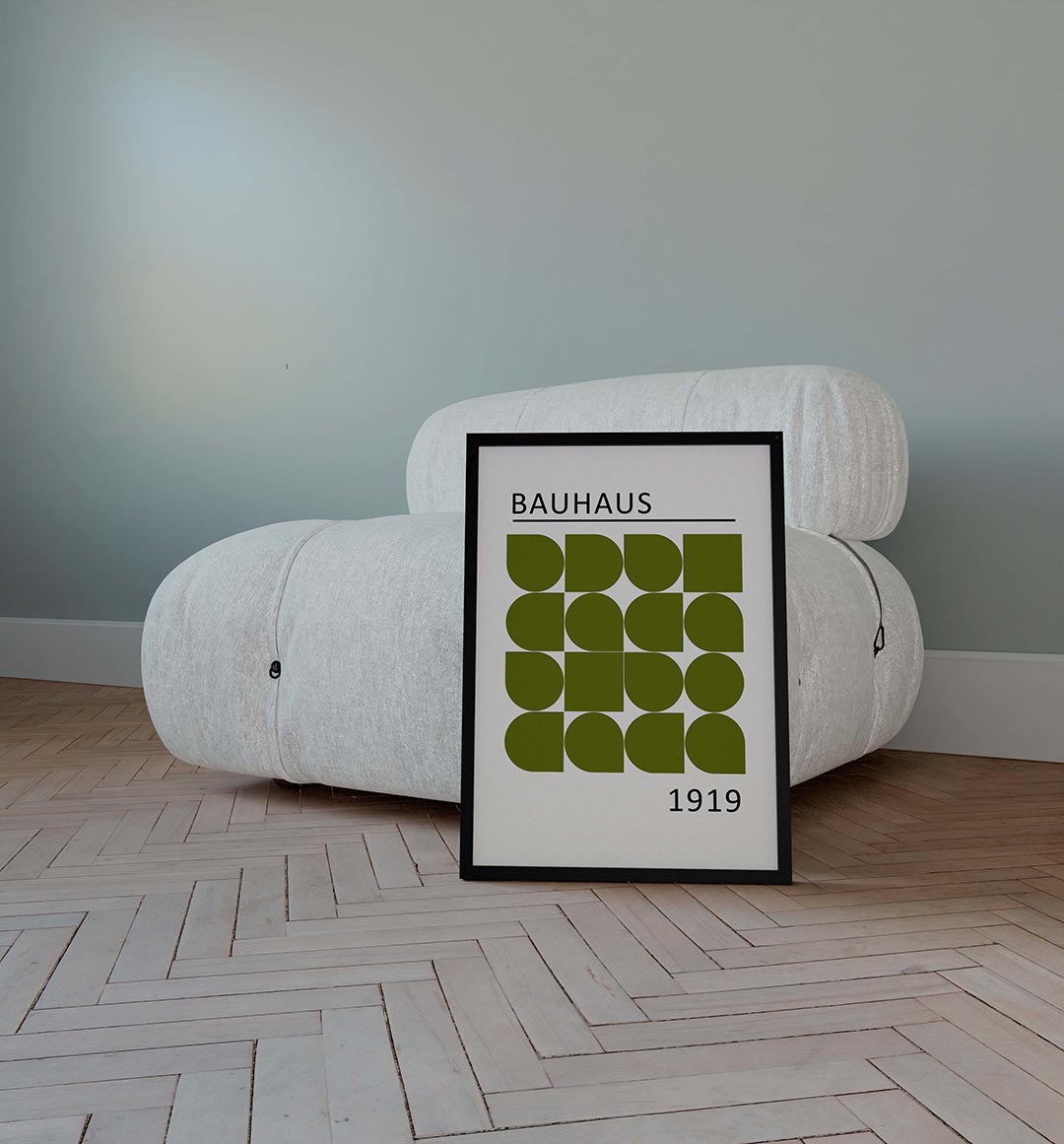 Vormritme en lijnenspel – geometrische poster in Bauhaus-stijl van WallArtistic