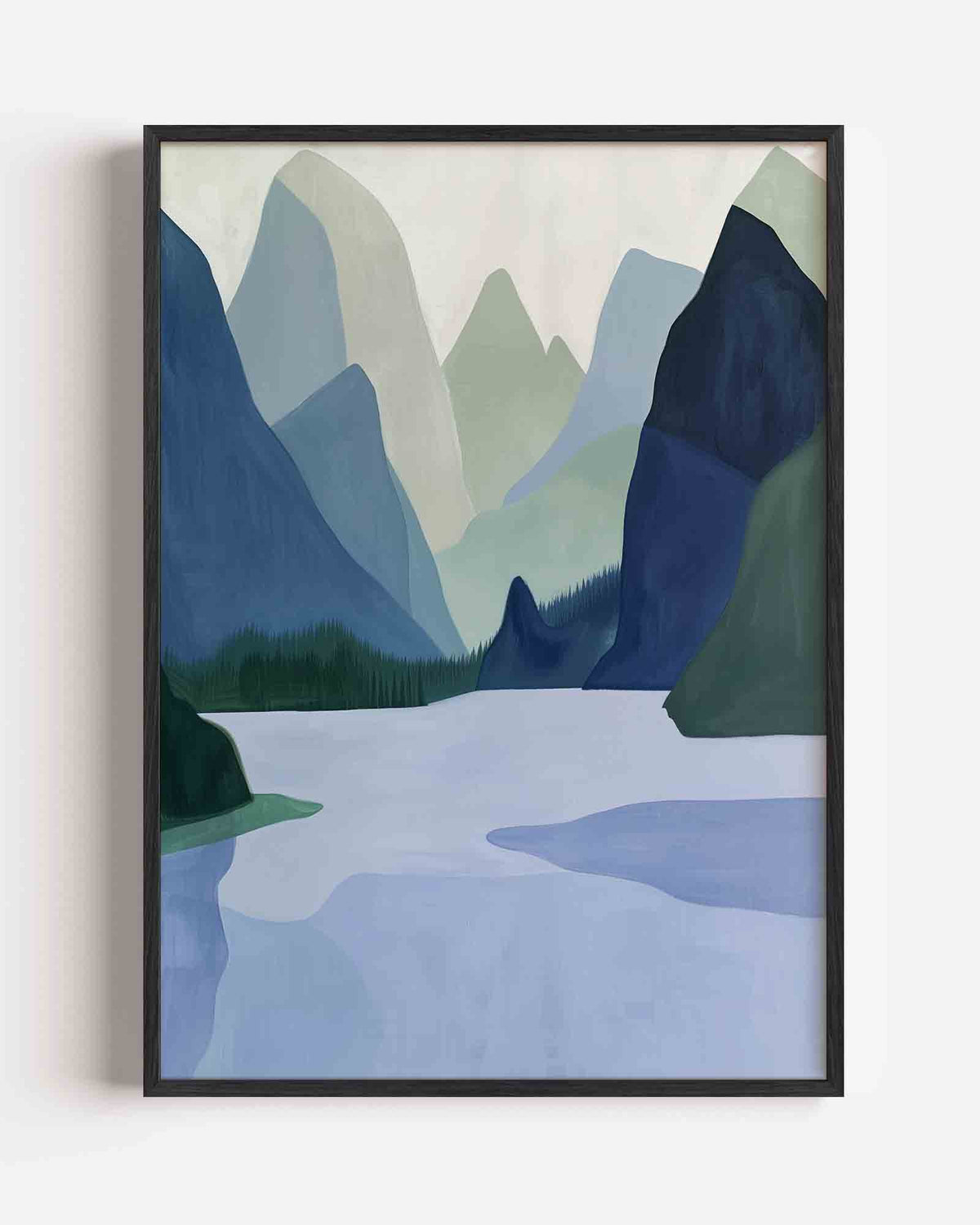 Bergen en meer – hedendaagse illustratie portret poster als wanddecoratie